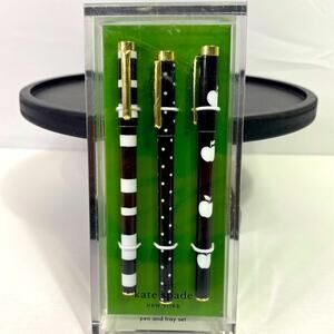 NWT Kate Spade Black and White Pen and Tray Set Bin5